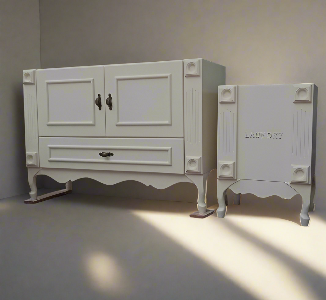 Bathroom vanity with laundry unit combo