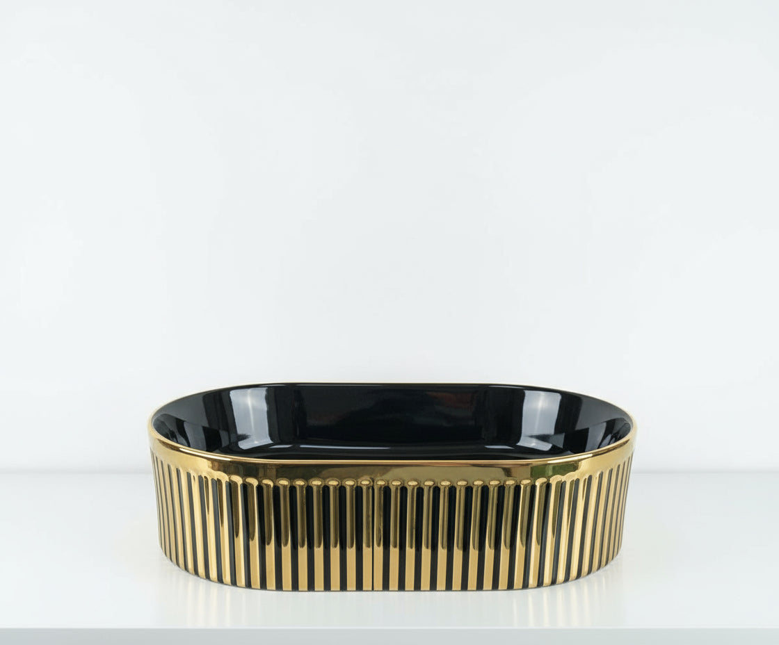Basin, Black and gold decorative