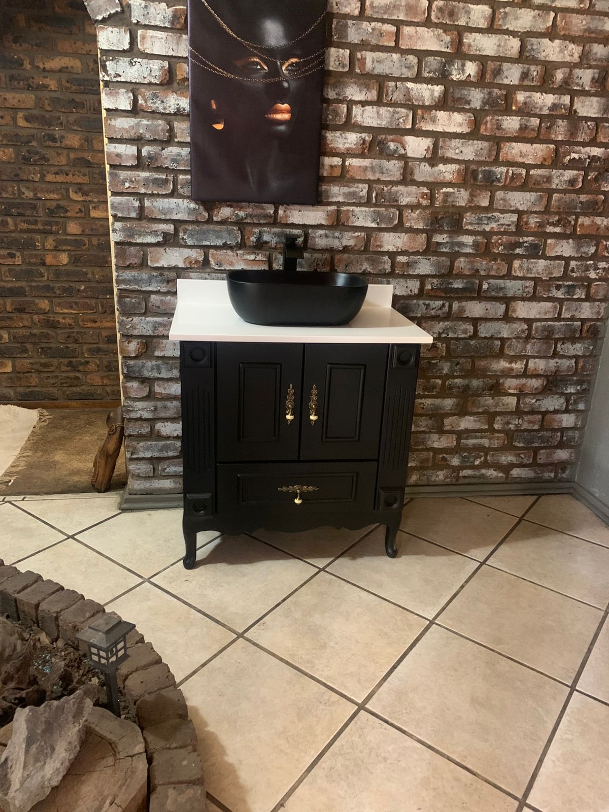 Black Bathroom Vanity – 800 x 500 with basin & tap