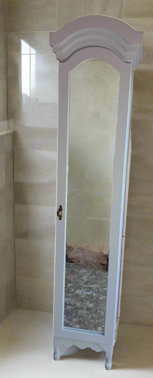 Tall White Bathroom Cupboard with Mirror Door – 2100mm