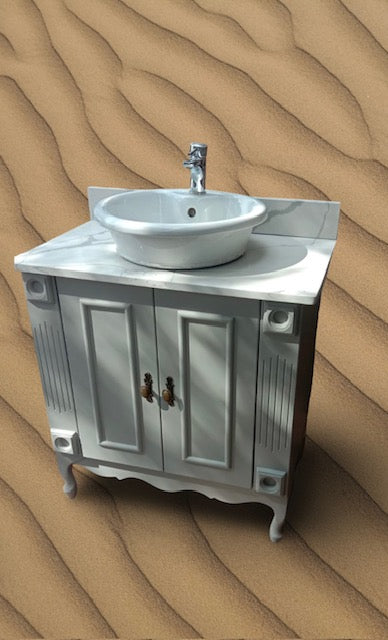 Single Vanity, Green, White quartz top, 800 x 500