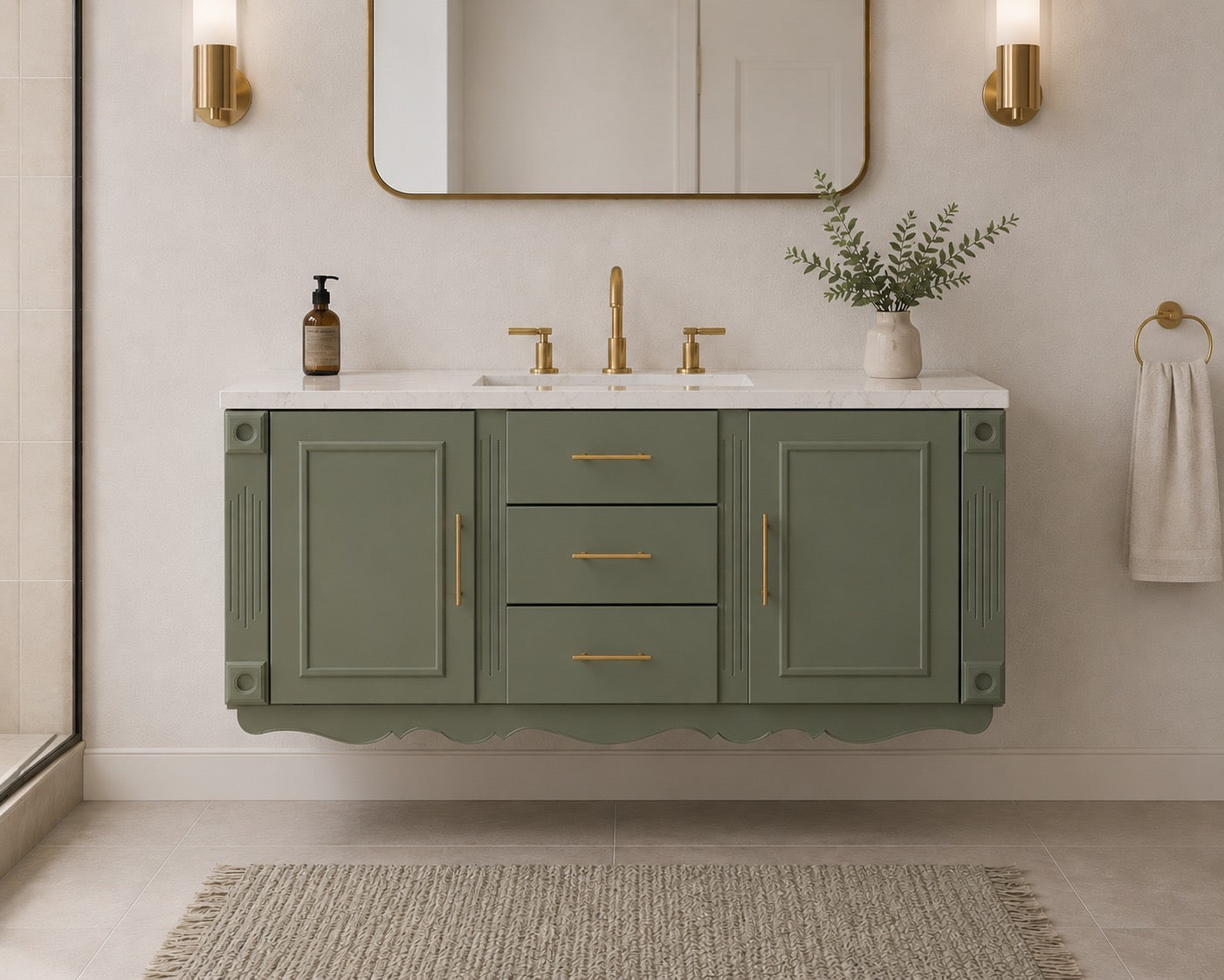 1500mm Classic Floating Vanity Unit – Sage Green