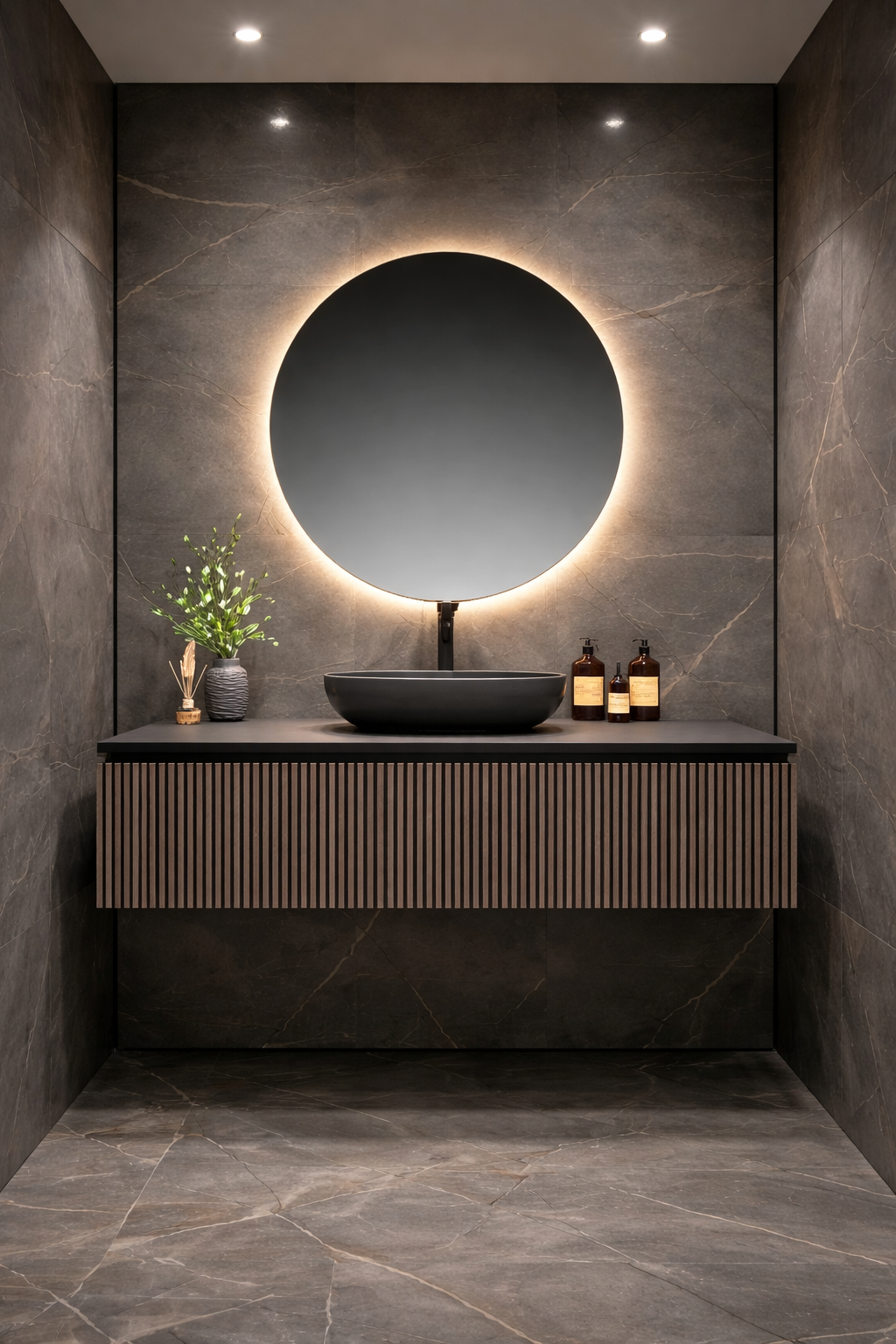 Floating Vanity , Fluted w/ Painted Pine Top