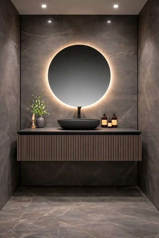 Floating Vanity , Fluted w/ Painted Pine Top