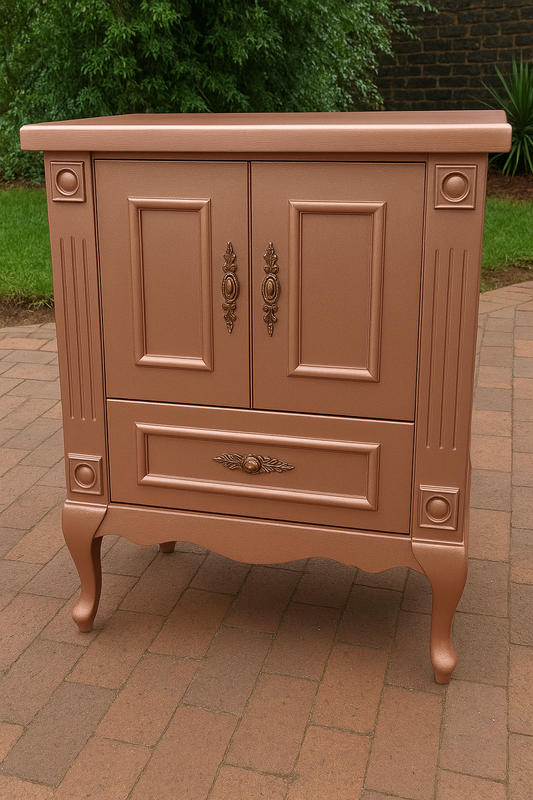 Rose Gold Vanity – 800 x 500 with Painted Pine Top