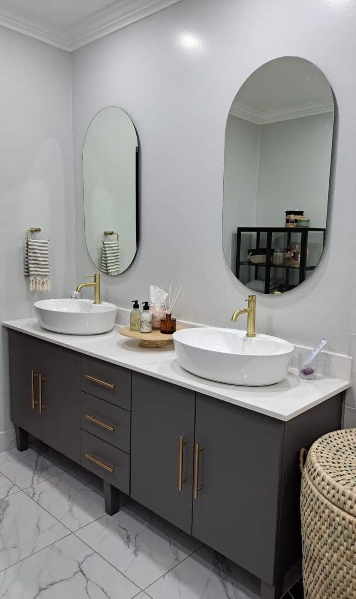 Double vanity with 3 draw,  2 door, grey, 1500 x 500