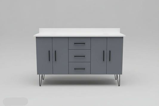 Double Vanity , w/ Quartz Top & wrap doors