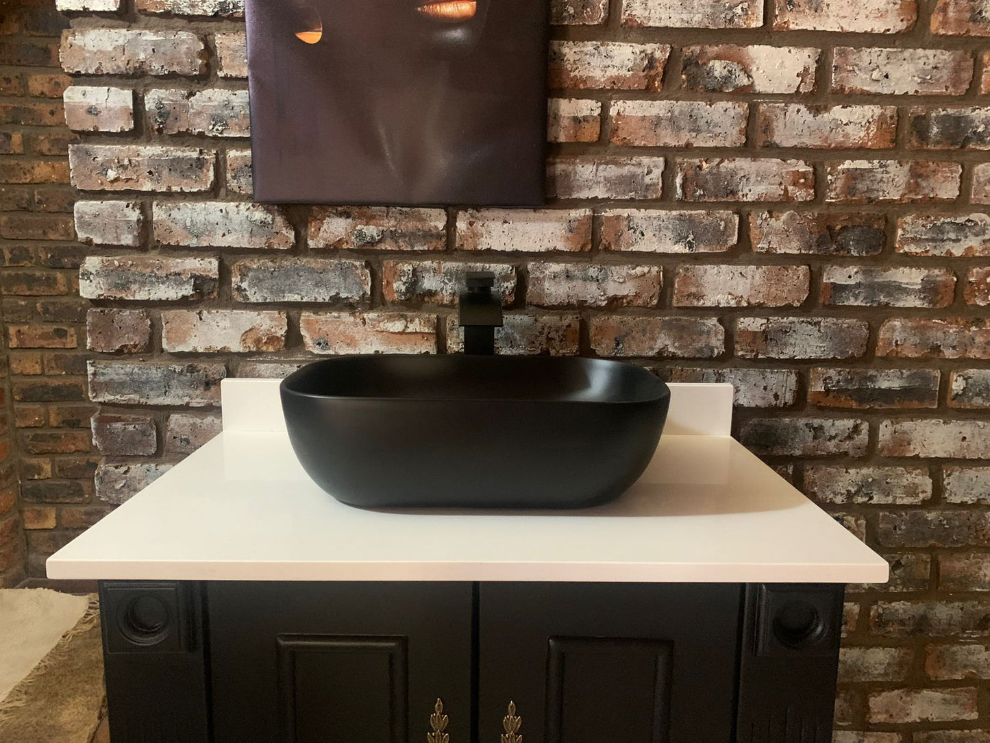 Black Bathroom Vanity – 800 x 500 with basin & tap