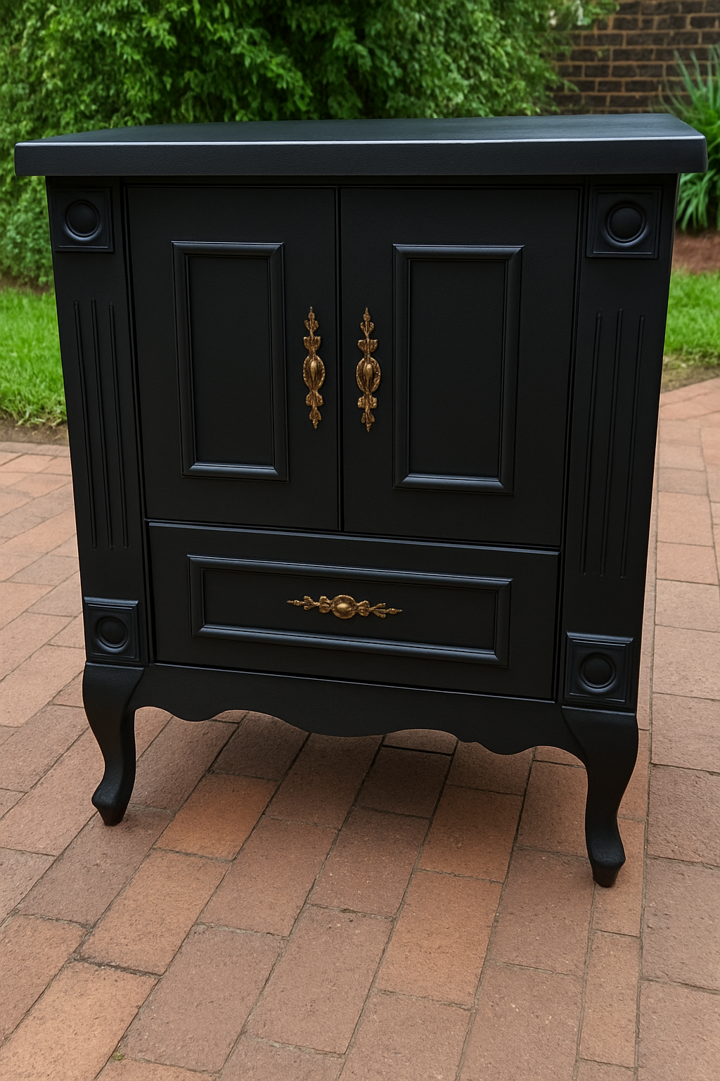 Single vanity, 800 x 500, black with painted top.